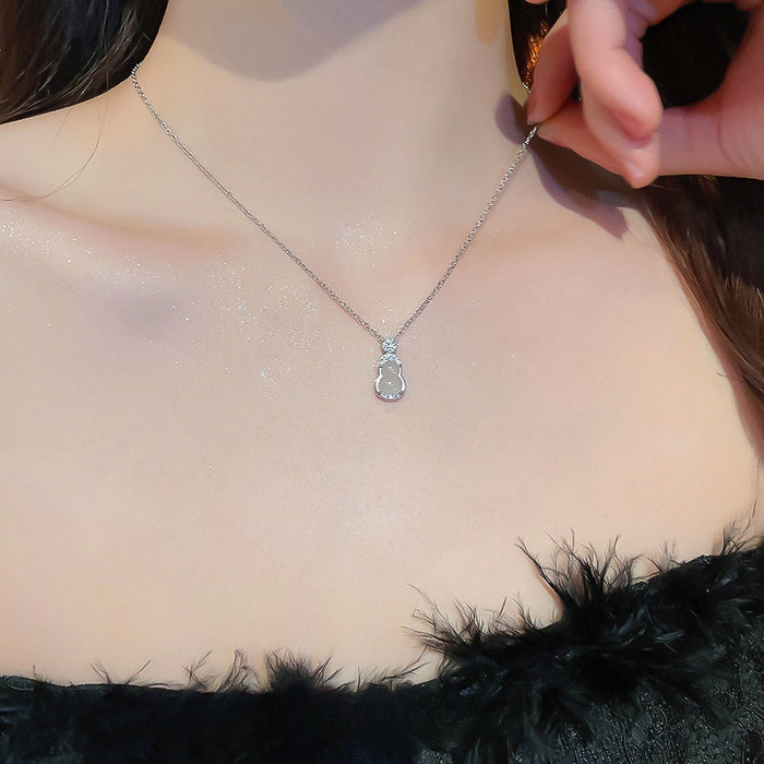 Copper Zircon Gourd Pendant Necklace New Chinese Minimalist Geometric Clavicle Chain