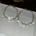 Minimalist Acrylic Flower Hoop Earrings With Silver Pin Posts And Petal Drop Design view 4