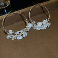 Minimalist Acrylic Flower Hoop Earrings With Silver Pin Posts And Petal Drop Design view 2