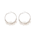 Minimalist Acrylic Flower Hoop Earrings With Silver Pin Posts And Petal Drop Design view 5