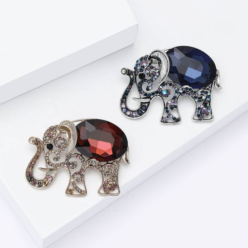 Alloy Rhinestone Hollow Elephant Brooch Pin For Unisex Apparel