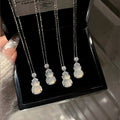 Copper Zircon Geometric Gourd Pendant Necklace New Chinese Light Luxury Clavicle Chain view 2