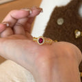 18K Gold Plated Copper Zircon Oval Open Ring Vintage Light Luxury Geometric Finger Jewelry view 3