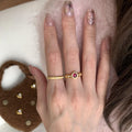 18K Gold Plated Copper Zircon Oval Open Ring Vintage Light Luxury Geometric Finger Jewelry view 4