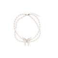 French Double Layer Faux Pearl Butterfly Choker Necklace For Women Light Luxury Collarbone Jewelry view 5