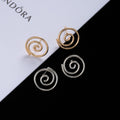 Elegant Gold Alloy Hollow Spiral Swirl Circle Studs Minimalist Metal Hoop Style Fashion Earrings view 2