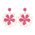 Chic Raffia Hollow Flower Alloy Stud Earrings For Women Beach Vacation Style view 5