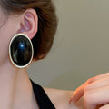 Oval Resin Stud Earrings For Women, Geometric Statement Light Luxury Designer Style view 3