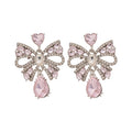 Chic Alloy Rhinestone Bow Teardrop Tassel Drop Earrings With Silver Pins view 5