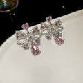 Chic Alloy Rhinestone Bow Teardrop Tassel Drop Earrings With Silver Pins view 4