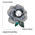 Alloy Rhinestone Peony Flower Brooch Pin For Elegant Clothing Decoration view 5
