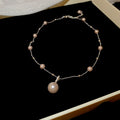 French Vintage Irregular Round Faux Pearl Pendant Necklace Light Luxury Geometric Choker For Women view 2