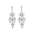 Elegant Vintage Baroque Pink Crystal Heart Waterdrop Tassel Alloy Rhinestone Long Dangle Earrings view 5