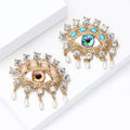 Alloy Rhinestone Evil Eye Pendant Brooch Pin For Luxury Apparel Decor view 2
