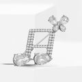 Alloy Rhinestone Butterfly Music Note Brooch Pin For Womens Apparel view 3