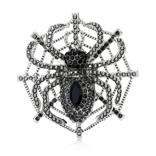 Alloy Rhinestone Spider Web Brooch For Creative Apparel Decoration