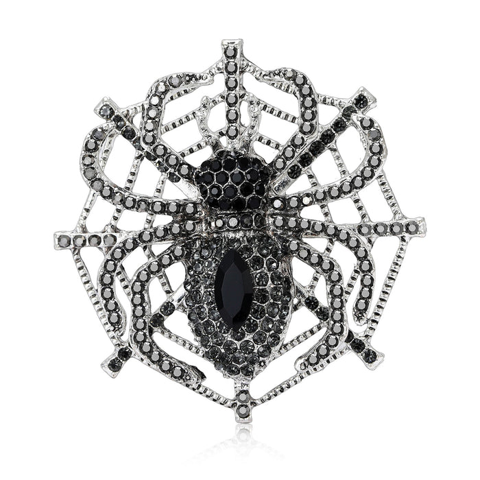 Alloy Rhinestone Spider Web Brooch For Creative Apparel Decoration