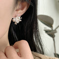 18K Gold Plated Silver Needle Faux Pearl Stud Earrings French Vintage Light Luxury Geometric Round view 4