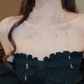 Elegant Transparent Acrylic Flower Tassel Necklace And Earrings Jewelry Set For Women view 1
