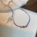 Light Luxury Crystal Amethyst Beaded Necklace Bracelet Jewelry Set With Round Zircon Accents view 4