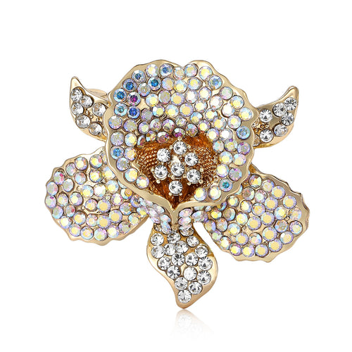 Elegant Alloy Rhinestone Peony Flower Brooch For Women's Apparel