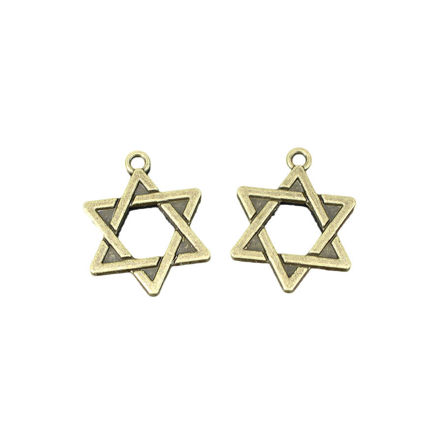 18mm Vintage Alloy Hexagram Star Charm Pendant