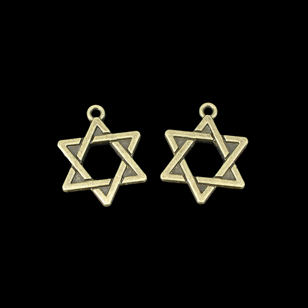 18mm Vintage Alloy Hexagram Star Charm Pendant