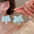 Chic Resin Flower C-Shaped Stud Earrings For Women, Summer Vacation Floral Style view 3