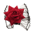 Elegant Fabric Mesh Lace Rose Flower Wrist Cuff Bangle For Women view 5