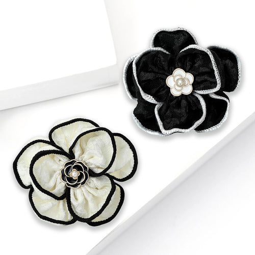 Metal Fabric Flower Brooch Pin For Elegant Womens Apparel Decoration