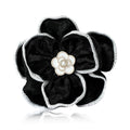 Metal Fabric Flower Brooch Pin For Elegant Womens Apparel Decoration view 1