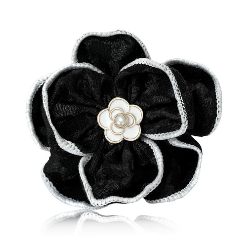 Metal Fabric Flower Brooch Pin For Elegant Womens Apparel Decoration