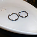 Copper Zircon Geometric Round Hollow Hoop Earrings Vintage Minimalist Luxury Jewelry view 2