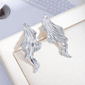 Vintage European American Silver Alloy Irregular Pleated Fish Tail Long Drop Statement Fashion Earrings view 3