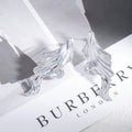 Vintage European American Silver Alloy Irregular Pleated Fish Tail Long Drop Statement Fashion Earrings view 2