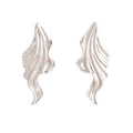 Vintage European American Silver Alloy Irregular Pleated Fish Tail Long Drop Statement Fashion Earrings view 5