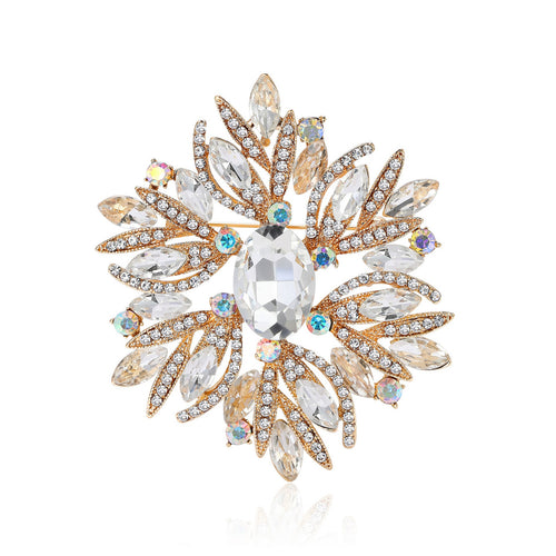 Alloy Rhinestone Glass Brooch Pin For Womens Suits And Dresses