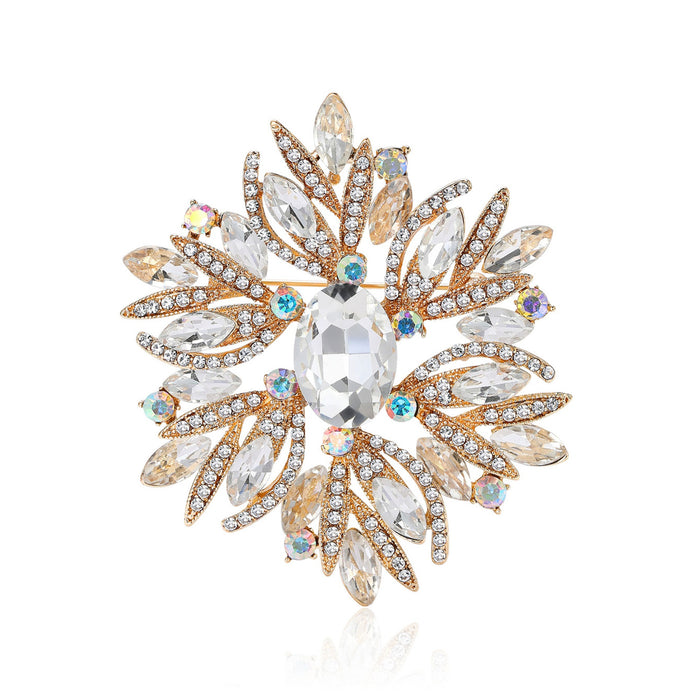 Alloy Rhinestone Glass Brooch Pin For Womens Suits And Dresses