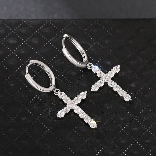 Trendy Light Luxury Drop Earrings With Zircon, Niche Punk Fashion Design Statement Jewelry