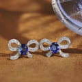Elegant Lady Bowknot Stud Earrings With Micro Pave Zircon, Sparkling Sweet Fashion Jewelry view 1