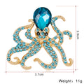Aqua Gold Tone Octopus Crystal Two Designs Metal Brooch Pin view 2