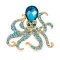 Aqua Gold Tone Octopus Crystal Two Designs Metal Brooch Pin view 7