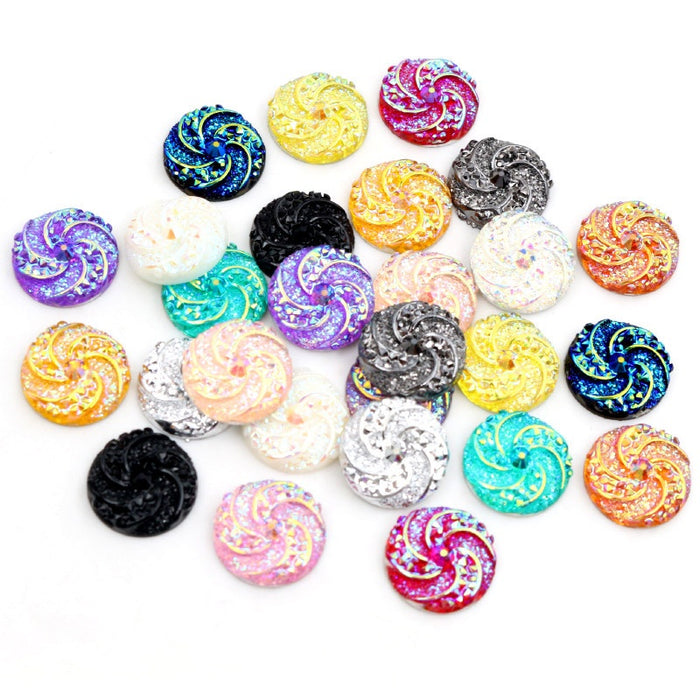 12mm Round Resin Necklace Accent Flatback Patch 0.25g For DIY Jewelry Accessory Findings