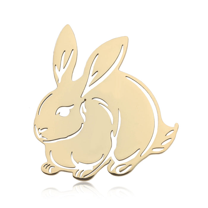 Stainless Steel Cute Rabbit Brooch Pin For Women's Apparel