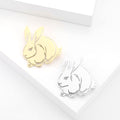 Stainless Steel Cute Rabbit Brooch Pin For Women's Apparel view 2