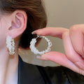Minimalist Silver Tone Mesh Round Copper Ear Cuff Earrings For Women Light Luxury Jewelry view 2