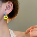 Asymmetric Painted Alloy Flower Ear Cuff Earrings Sweet Cool Floral Commuter Jewelry For Women view 3