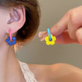 Asymmetric Painted Alloy Flower Ear Cuff Earrings Sweet Cool Floral Commuter Jewelry For Women view 1