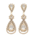 Light Luxury Copper Teardrop Tassel Drop Earrings With Rhinestone Inlay And Silver Pins view 5