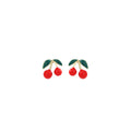 Cute Red Cherry Fruit Enamel Alloy Stud Drops, Sweet Fresh Elegant Tiny Fashion Jewelry Earrings view 5